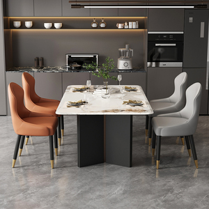 यूरोपीय आधुनिक शैली नरम चमड़े के डाइनिंग चेयर एमडीएफ पैनल बैकरेस्ट होम कॉफी शॉप फर्नीचर के लिए - Product Image 3