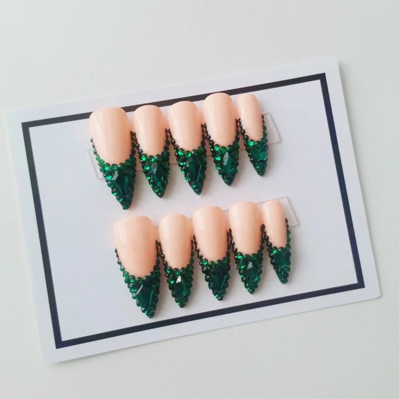 China Vendor Wholesale Luxury French Style Nails Custom 10PCS/set Artificial Fingernails False Nails