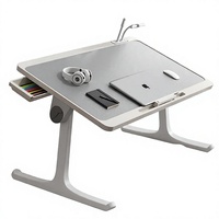 Bureau d'ordinateur portable pliable haut de gamme, réglable en hauteur, support portable avec tiroir pour le travail, les études et le dortoir