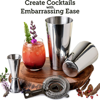 Ensemble d'outils de bar en gros, mélangeur de boissons, 4 pièces, ensemble de barware en acier inoxydable, kit de shaker Boston pour barman