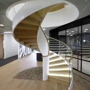 Elegant Style Stainless Steel Stringer Curved Staircase Used Spiral Stairs Oak Stair Tread Customized Spiral Indoor Stair