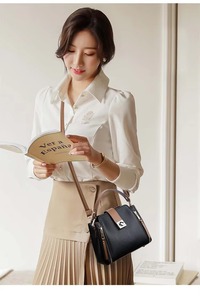 Kadınlar için küçük kova omuz çantaları lüks tasarımcı PU deri Messenger Crossbody çanta bayanlar rahat düz renk çanta çanta - Product Image 5