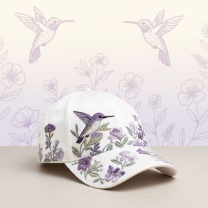 6Panel Vintage Dobby Hummingbird Flowers Digital Printing 3D Embroidery Unisex Adjustable Visor Personalized 100% Polyester - Product Image 4
