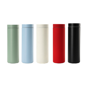 Termo de acero inoxidable color Morandi, diseño recto, para estudiantes, botella de agua para el regreso a clases con tapa doble. - Product Image 2