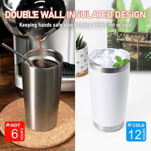 Vaso Térmico Simple Modern de 20oz, de Acero Inoxidable, Aislado al Vacío, con Tapa y Pajita, Reutilizable para Bebidas Calientes, Viajes, Oficina y Uso en Exteriores - Product Image 3