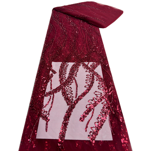 Tela de Encaje Francés Negra de Lujo NI.AI Aso Ebi con Cuentas y Lentejuelas Bordadas, Tela de Encaje con Cuentas para Vestido de Novia - Product Image 5