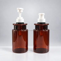 Bouteille Pompe en PET Ambré Personnalisée avec Logo, 500ml, Vide, pour Shampoing, Après-Shampoing, Gel Douche, OEM ODM Marque Privée, Vente en Gros