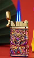 Nouveauté luxe 3D double flammes dragon briquet dragon briquet double flamme briquets dragon approvisionnement