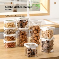 Recipiente Cuadrado Transparente Hermético de PET de Primera Calidad, Estilo Japonés, para Leche en Polvo, Cereales Integrales, Cocina