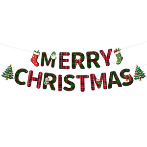 Merry Christmas Letter Banners <b>Paper</b> Garlands <b>Wall</b> Hanging Decorations For Holiday Party Traditional Style - Product Image 2