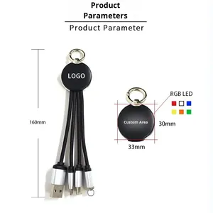 Cable LED con Logotipo Personalizado, 3 en 1, Corto |   Artículo Promocional Innovador para Eventos Empresariales |   Solución de Marca Única - Product Image 4