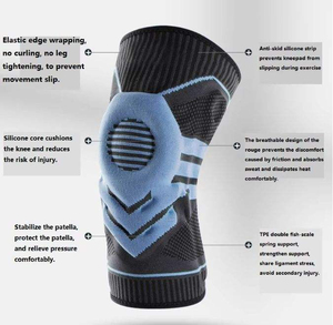 Genouillère de compression flexible avec coussinet en silicone et barres latérales métalliques élastiques pour la course et l'haltérophilie, <span class=keywords><strong>support</strong></span> de genou efficace - Product Image 2
