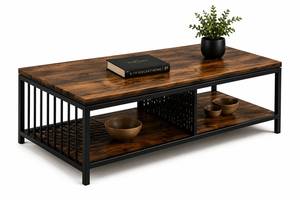Table basse minimaliste avec étagère flottante et rangement multi-niveaux pour un salon moderne - Product Image 4