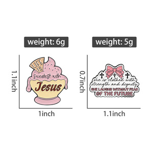 Pin Enamel Kutipan Inspiratif Hidup Lebih Manis dengan Yesus Bros Lencana Iman Perhiasan Kekuatan Wanita yang Lucu Hadiah untuk Teman - Product Image 6