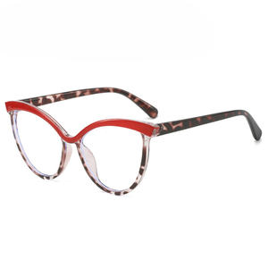 Popular mujer moda <span class=keywords><strong>Vogue</strong></span> marco grande ojo <span class=keywords><strong>de</strong></span> <span class=keywords><strong>gato</strong></span> <span class=keywords><strong>gafas</strong></span> Color ceja leopardo Anti luz azul prescripción miopía marco óptico - Product Image 2