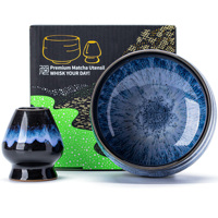 Support à fouet en céramique de porcelaine bleue, écologique, durable, de qualité alimentaire, résistant à la chaleur, design Japandi moderne, lot de 2 pièces pour matcha