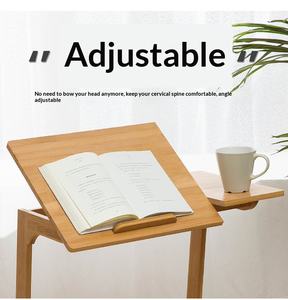 Multifunctional Wooden Side <strong>Table</strong> with Slanted Bookshelf Office <strong>Computer</strong> Desk for Reading and Working - Product Image 3