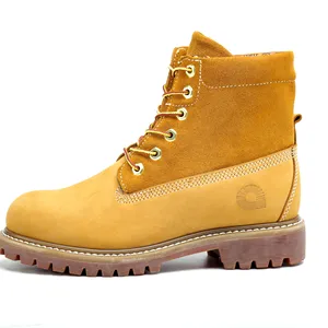 High Quality Brown Color Cow Leather Goodyear Welt Safety Boots With Steel Toe And Plate Casual Work Shoes