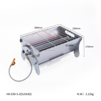 Barbecue portable de camping en acier inoxydable sans fumée, au gaz et au charbon de bois, avec revêtement résistant à la chaleur