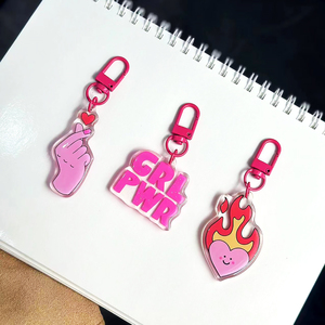 Venta al por mayor de bajo precio de encargo de alta calidad lindo acrílico transparente llaveros acrílico pinzas para el cabello - Product Image 4