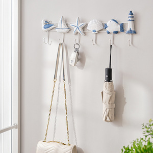 Mediterranean Style <b>Wall</b> <b>Hooks</b> 33x15x85cm Ocean Theme Decorative Coat Rack For Home Entryway Use - Product Image 2