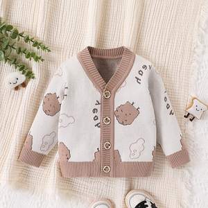 Dos desenhos animados malha cardigan camisola para infantil e criança meninas quente e respirável com botão-Up Design para a primavera e outono - Product Image 2