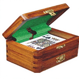 กล่องใส่การ์ดไม้เนื้อแข็งทำมือ Lowellcraft เป็นมิตรกับสิ่งแวดล้อม ดีไซน์ลายตารางหมากรุก ภายในบุผ้าสักหลาดสีเขียว ผิวขัดเงา รูปทรงสี่เหลี่ยมผืนผ้า - Product Image 2