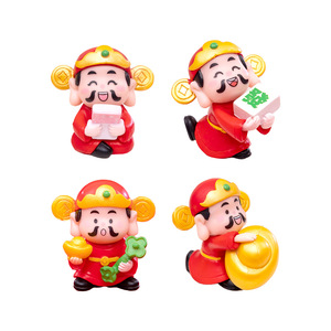 Mini figurine dorée porte-bonheur de style chinois pour cadeaux ou décoration de la maison du Nouvel An chinois, statue amusante du Dieu de la Richesse en plastique - Product Image 5