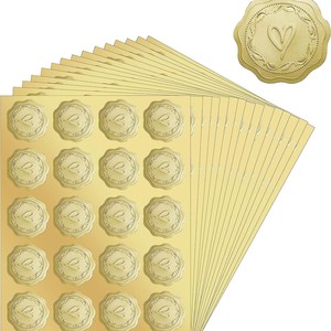 Pegatinas adhesivas con relieve de corazón dorado, sellos decorativos autoadhesivos redondos para sobres, invitaciones, decoración del hogar - Product Image 4