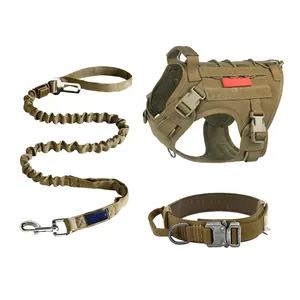 Grosir besar anjing tali harness-Rompi Harness Anjing Besar, Gesper Logam Kerah Nilon Militer Taktis Tali Anjing Harness Hewan Peliharaan