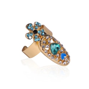 <span class=keywords><strong>Punk</strong></span> Stijl Kristal Vergulde Kroon Bloem Open Verstelbare Luxe Nagel Vingerringen Sieraden - Product Image 5