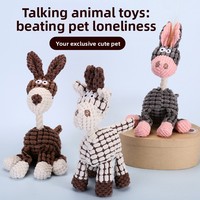 Jouet à mâcher couineur pour chien en peluche âne rembourré, durable, en maille, pour la dentition des petits et moyens chiens, jeu interactif