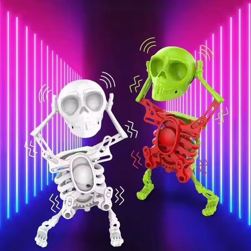 Светящийся танцующий и качающийся 3D череп игрушка с музыкой снятие стресса скелеты с огнями сочлененный гибкий скелет