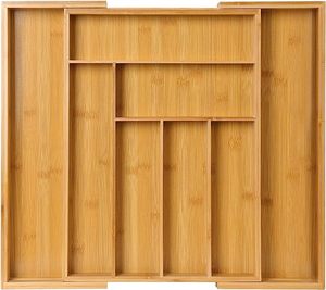 Organisateur de tiroir de cuisine en bambou extensible, directement de l'usine, pour rangement de couverts - Product Image 1