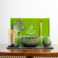 Promotion Ensemble Matcha Céramique Style Ancien, Bol à Matcha avec Bec Verseur, Fouet à Thé et Support, Style Dynastie Song, 100 Pièces, Style Vintage