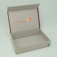 Boîte d'emballage de luxe personnalisée en carton pliable magnétique pour sushis, avec lamination mate et gaufrage pour chewing-gum