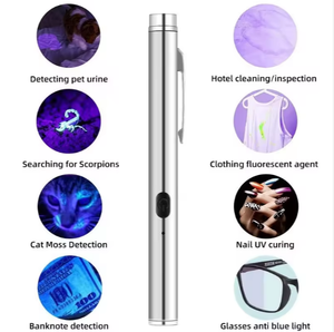 USB перезаряжаемый светодиодный фонарик из нержавеющей стали с УФ-лампой, 365 нм для пресс-формы, обнаружение мха, алюминиевый сплав, ручной тактический фонарик - Product Image 3