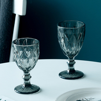 Verres à vin en verre coloré en gros, à motif diamant, réutilisables et lavables au lave-vaisselle, pour bars, restaurants, fêtes et traiteurs