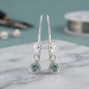 Indian Gemstone Fine <b>Stud</b> Silver <b>Earrings</b> - Product Image 1