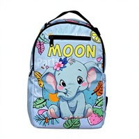 Sac à dos mignon en forme d'éléphant de dessin animé pour enfants, bleu clair, imprimé fruits tropicaux, sac à dos d'école avec fermeture éclair, grande capacité, compartiment pour ordinateur portable