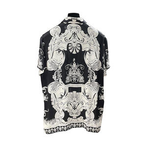 ขั้นต่ำในการสั่งซื้อ: 1 ชิ้น |   เสื้อเชิ้ตแขนสั้นผู้ชายลายพิมพ์ผ้าไหมแบบโปร่งบางลายทางศาสนาสไตล์เสี่ยวจ้าน คอลเลคชั่นฤดูใบไม้ผลิและฤดูร้อน - Product Image 5