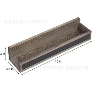 Retro wooden <b>wall</b>-<b>mounted</b> <b>shelf</b> with writable chalkboard labels, solid wood kitchen condiment rack - Product Image 4