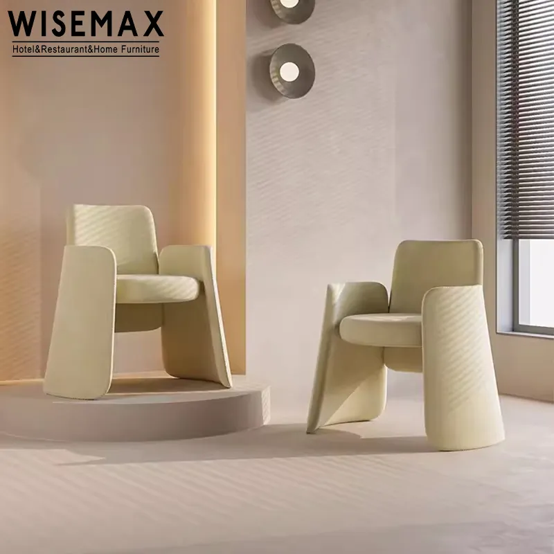 WISEMAX moderno nórdico terciopelo tapicería tela comedor sillas respaldo alto sala de estar tela brazo acento silla para sala de espera