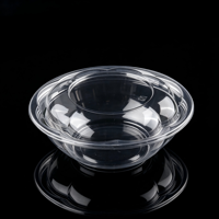 Bol à salade personnalisé en plastique PET 24oz avec couvercle dôme, contenant alimentaire transparent jetable empilable, qualité alimentaire, vente en gros