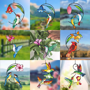 Decoración de Pared de Hierro de Doble Cara <span class=keywords><strong>Estilo</strong></span> Pastoral, Colgante Doble con Diseño de Flores y Pájaros para Hogar, Jardín o Villa - Product Image 2