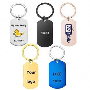 Porte-clés créatifs uniques en métal DIY, gravure laser personnalisée du logo, porte-clés vierges en acier inoxydable, étiquettes pour animaux de compagnie, gravure de porte-clés - Product Image 1