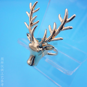 Animal Deer Head <b>Ring</b> Gold <b>Adjustable</b> Unisex Fashion Jewelry Gift - Product Image 1