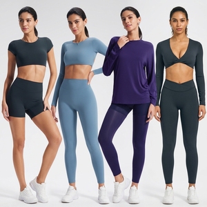 Camiseta de yoga para mujer con aberturas, <span class=keywords><strong>manga</strong></span> <span class=keywords><strong>larga</strong></span> y corta, con sujetador incorporado, espalda descubierta, ajuste ceñido, secado rápido, compresión, para gimnasio y fitness - Product Image 1