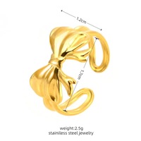 Women's Stainless Steel Gold Plated Bow Tie Ring Loose End Permanent Color Retention Minimalist Design Main Stone None Dongguan