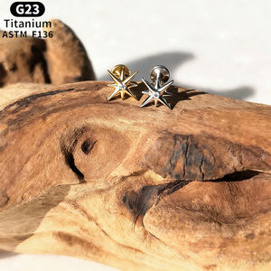 Bông tai titan nguyên chất Rui Qian ASTM F136, phụ kiện xỏ khuyên ren trong, titan G23, bông tai nữ thời trang - Product Image 4